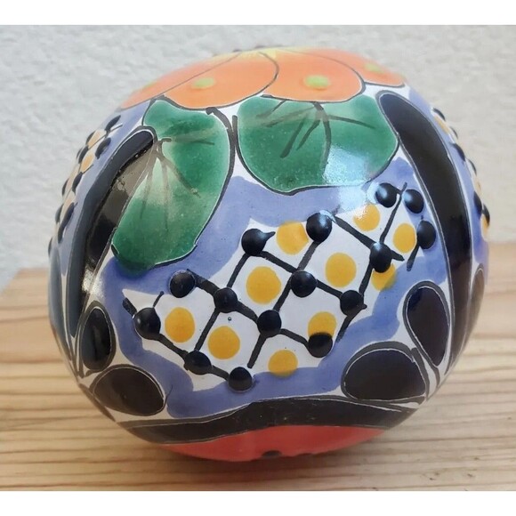 Talavera Pottery Skull Mexican Day Of The Dead Painted Wall Art Mask Handmade - Picture 6 of 9